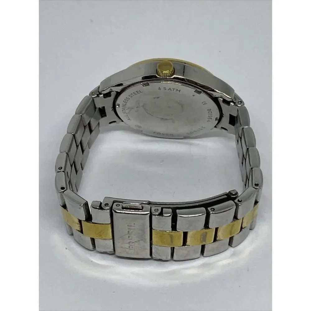 Fossil BQ1564 Unisex Two Tone Stainless Steel Analog Silver Dial Watch XX523